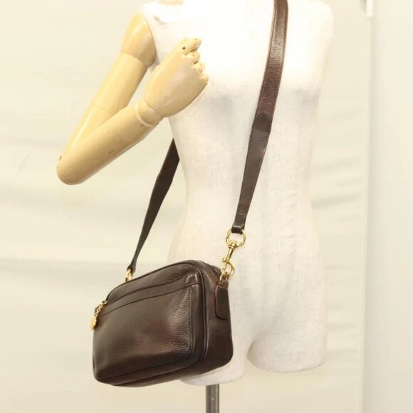 GUCCI Shoulder Bag Leather Brown Gold - Picture 1 of 14